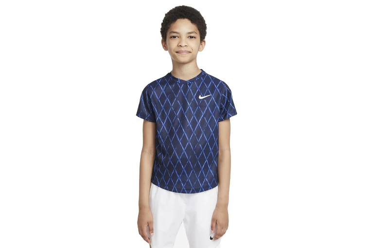NikeCourt Dri-FIT Victory Printed Top Donkerblauw KIDS